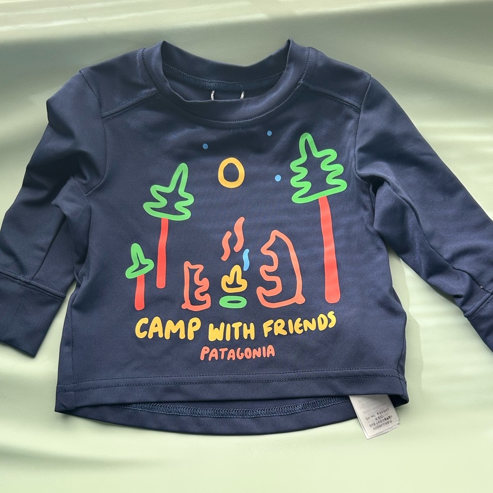 Patagonia Kids' Long Sleeve Shirt - Navy with Camp Design